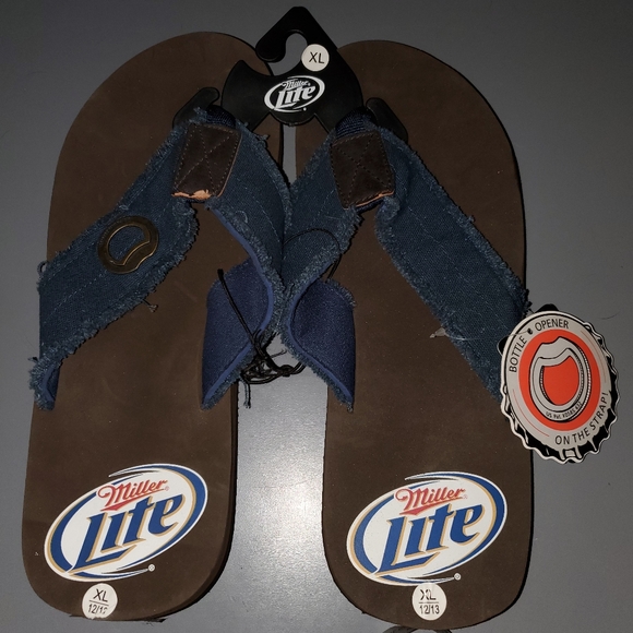 miller lite flip flops with bottle opener